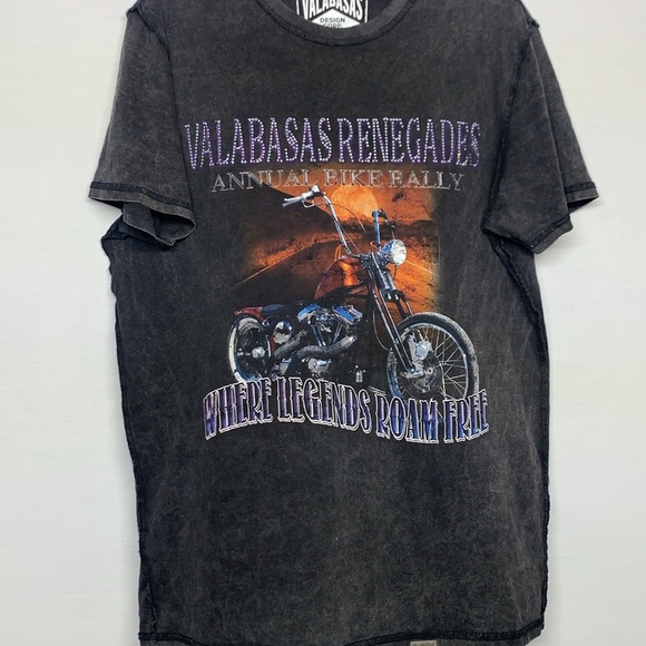 Valabasas Black Short Sleeve Tee with Vintage Motorcycle Graphic - Picture 3 of 8